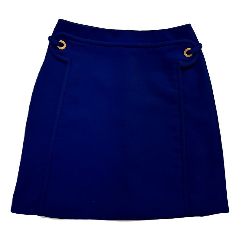 Tory Burch "Jane" Blue Dahlia Lined Wool Mini Skirt Size 2 with Pockets!